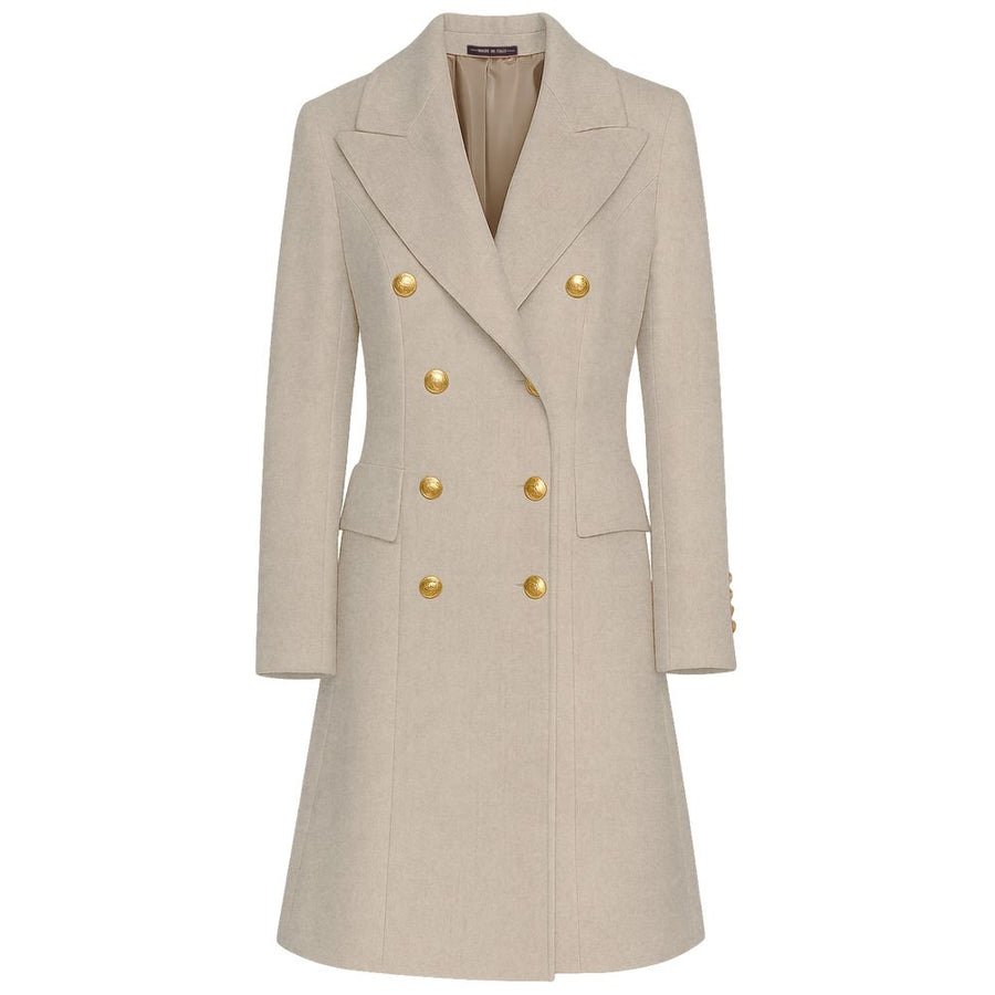 Beige Wool Women Coat