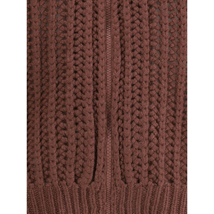 Balloon Net Embroidery Cardigan in cashmere with a hood