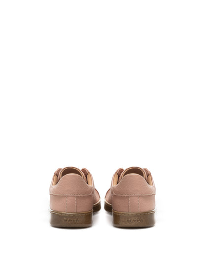 Pink Leather Low Top Sneakers
