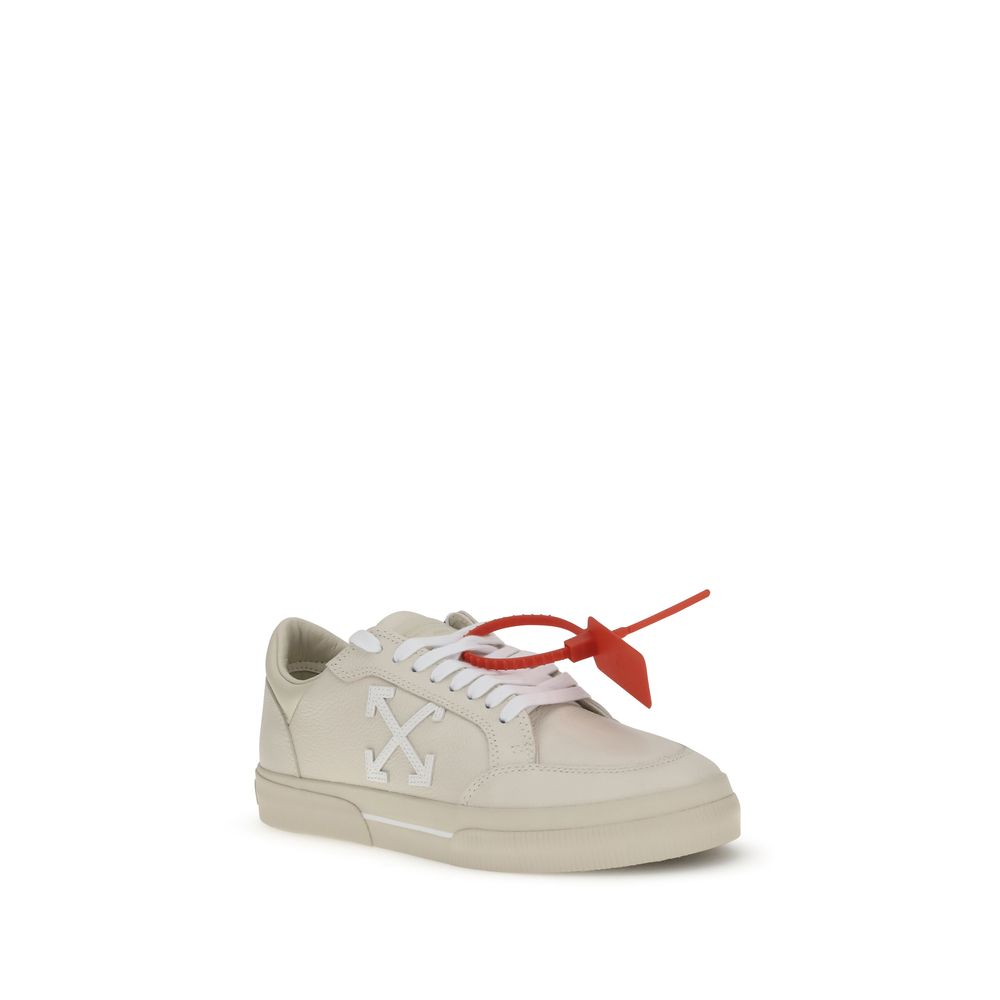 Beige Leather Low Top Sneakers