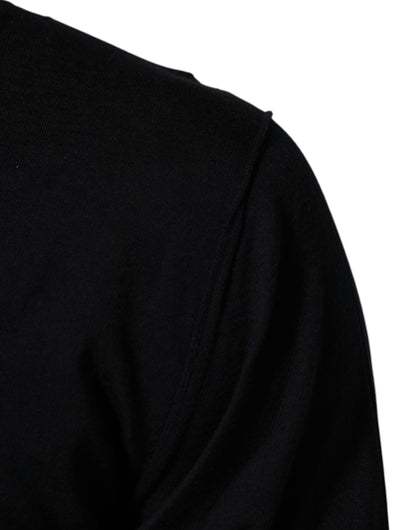 Black Cashmere Knit V-Neck Pullover Sweater