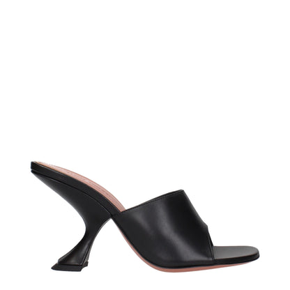 Black Leather Stiletto Heel Sandals