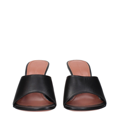 Black Leather Stiletto Heel Sandals