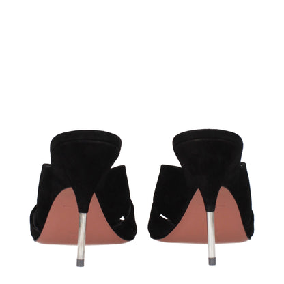 Black Leather Stiletto Heel Sandals