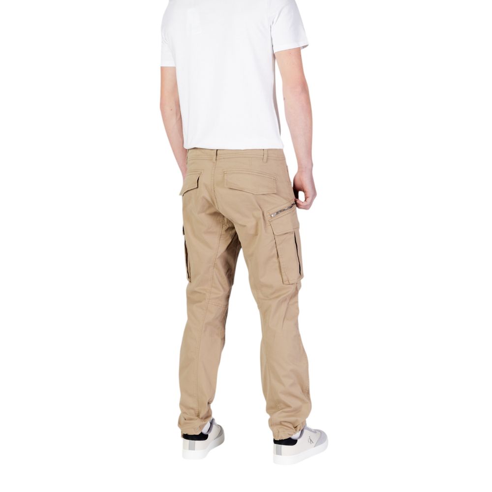 Beige Cotton Relaxed Fit Jeans