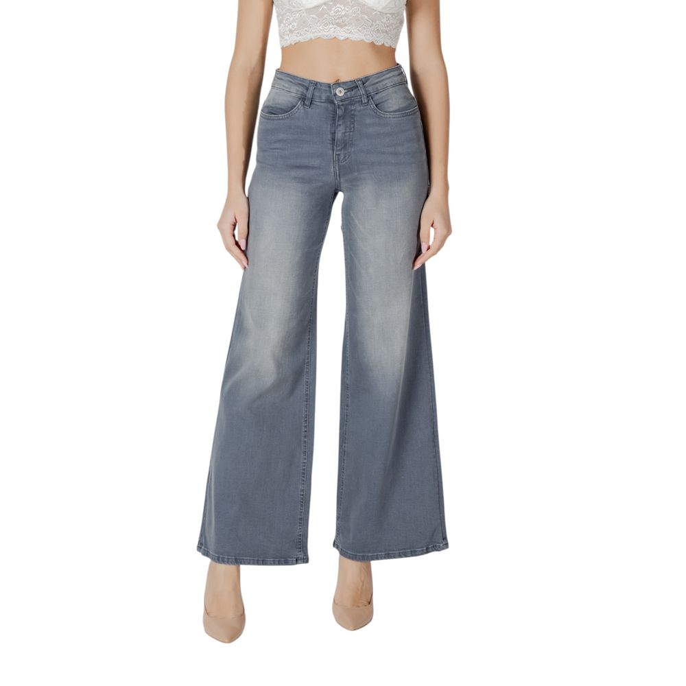 Gray Cotton Bootcut Jeans