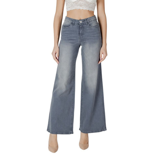 Gray Cotton Bootcut Jeans