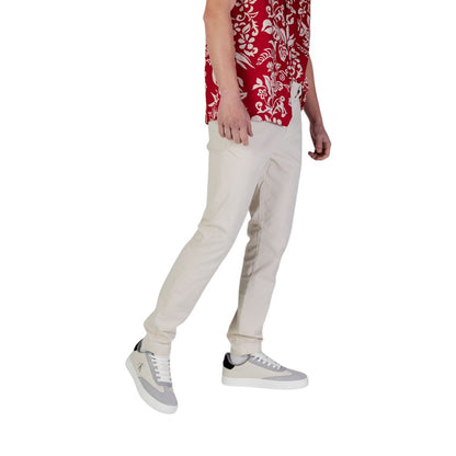 Beige Cotton Skinny Pants