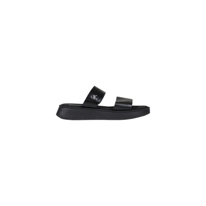 Black Leather Flat Sandals