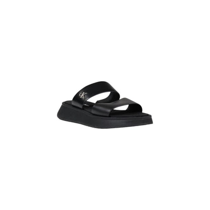 Black Leather Flat Sandals