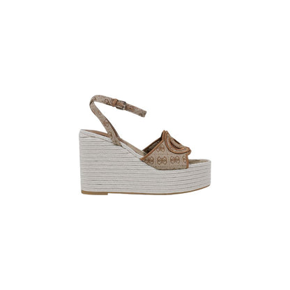 Beige Polyester High Heel Pumps