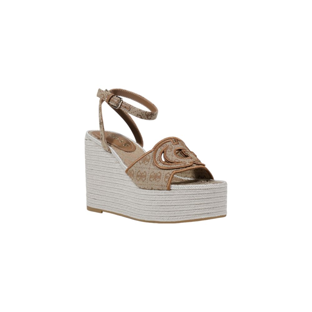 Beige Polyester High Heel Pumps