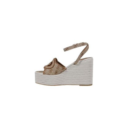 Beige Polyester High Heel Pumps