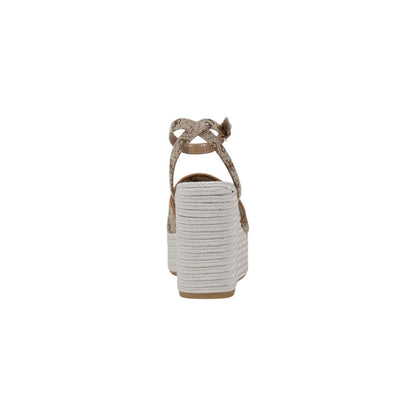 Beige Polyester High Heel Pumps