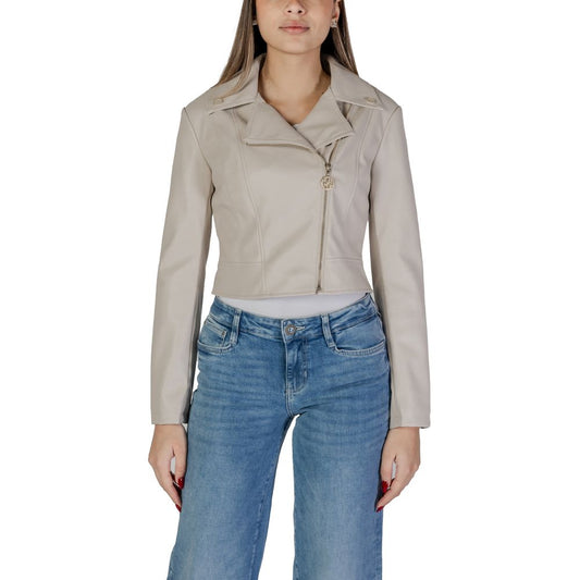 Beige Polyethylene Biker Jacket