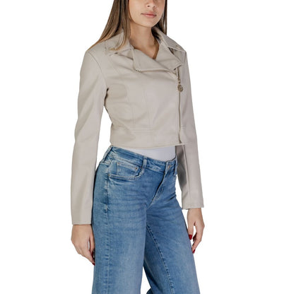 Beige Polyethylene Biker Jacket
