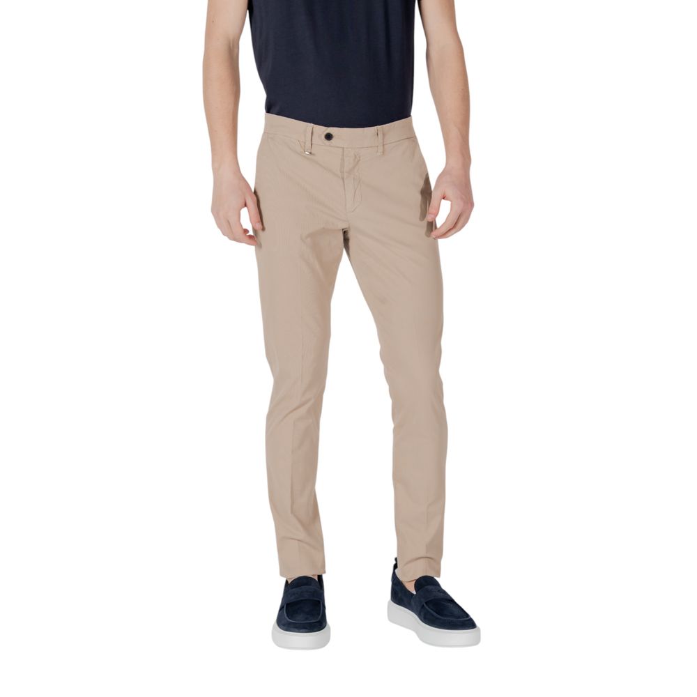 Beige Cotton Skinny Pants