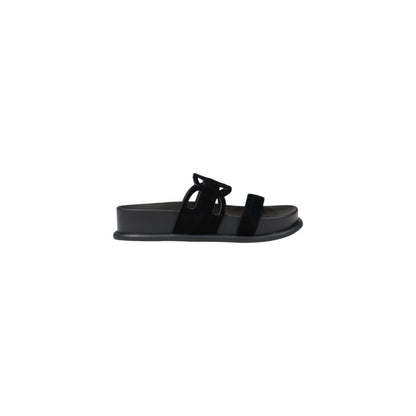 Black Leather Flat Sandals