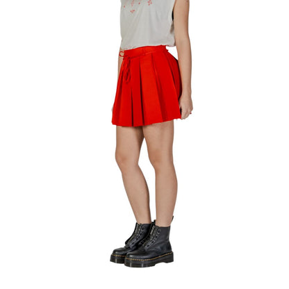 Red Recycled Polyester Mini Skirt