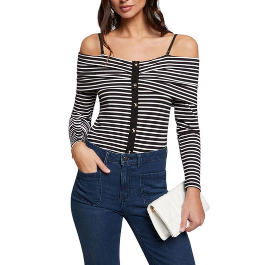 Black And White Viscose Long Sleeve T-Shirt