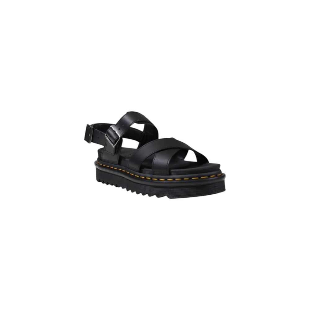 Black Leather Flat Sandals