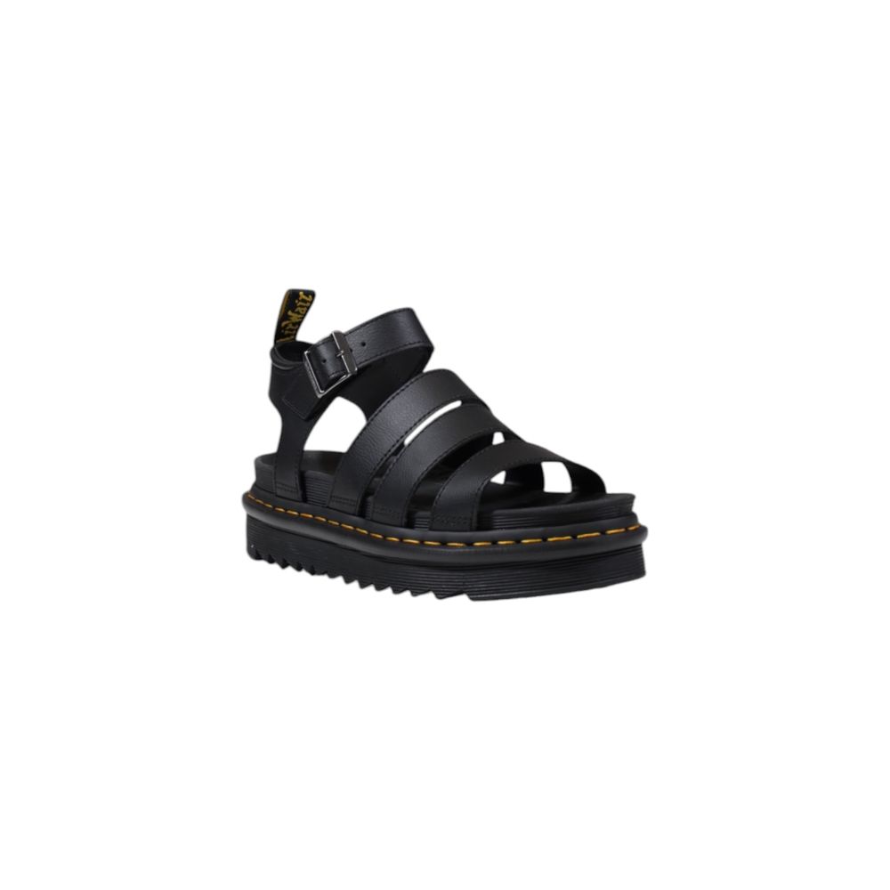 Black Leather Flat Sandals