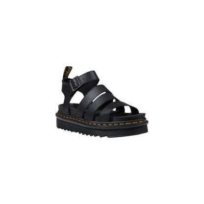 Black Leather Flat Sandals