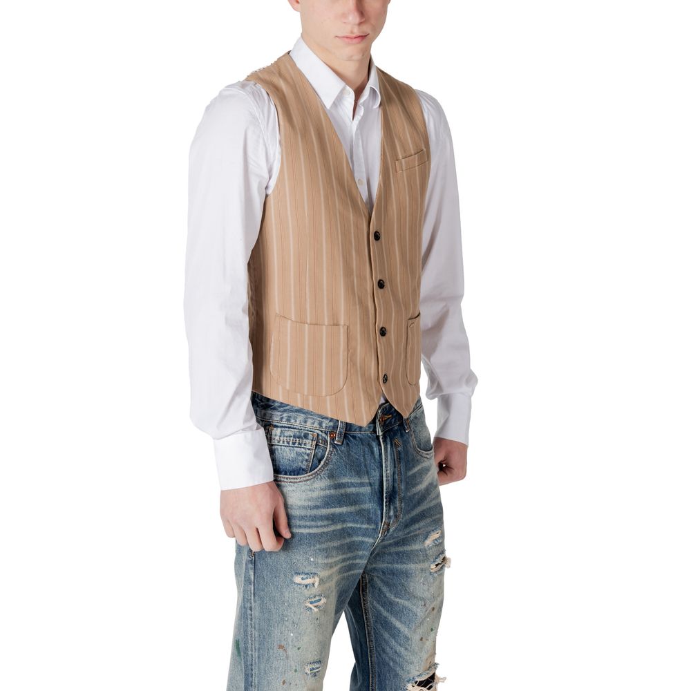 Beige Polyester Waistcoat