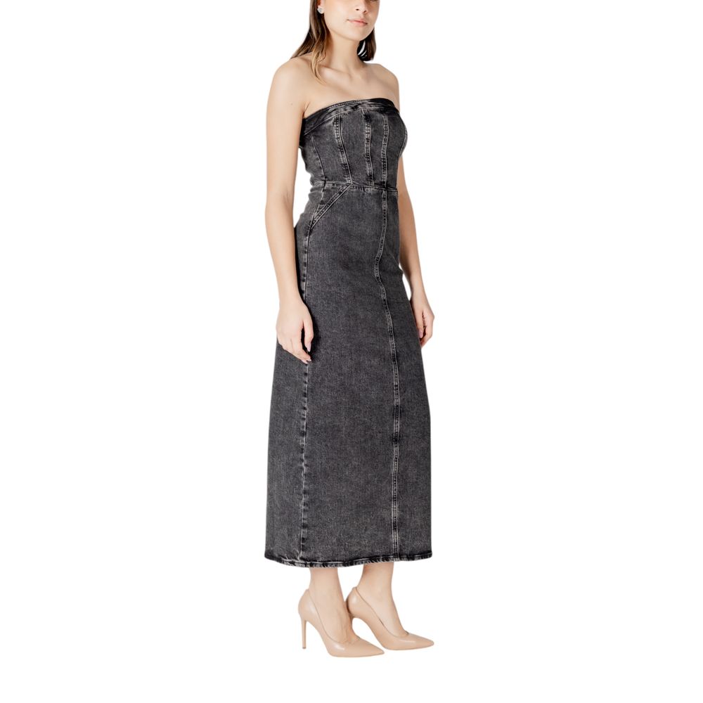 Black Cotton Midi Dress