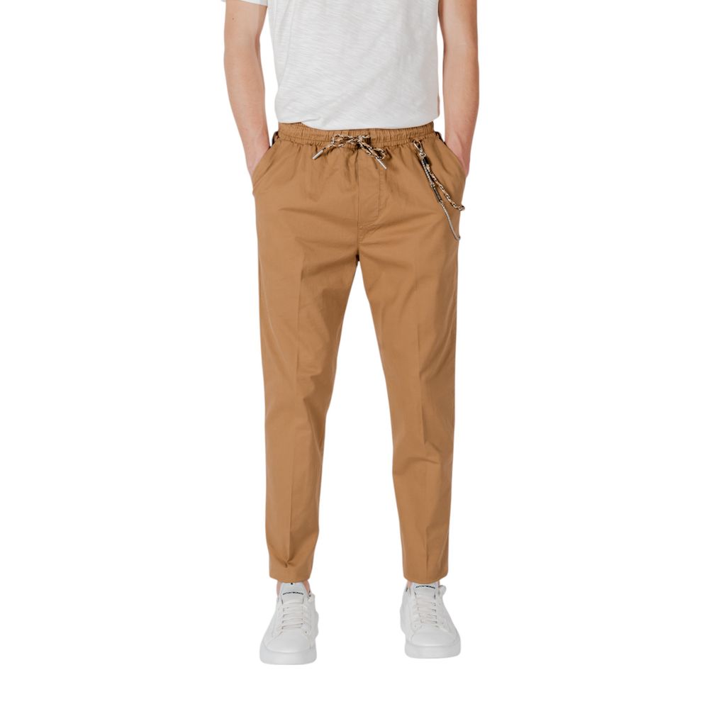 Brown Cotton Casual Pants