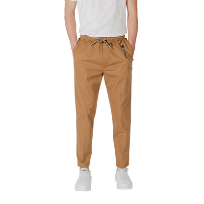 Brown Cotton Casual Pants