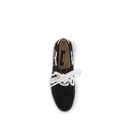 Black Cotton Slip-On Loafers