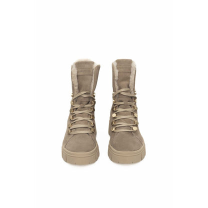 Beige Leather Women Boot
