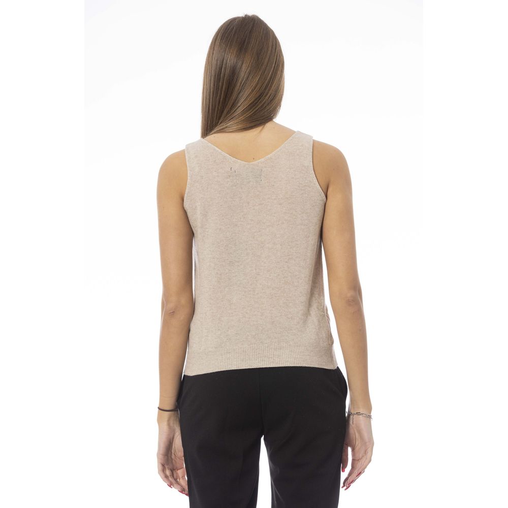Beige Wool Women Top