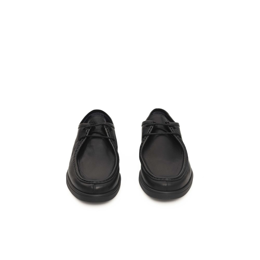 Black Leather Men Derby Shoe