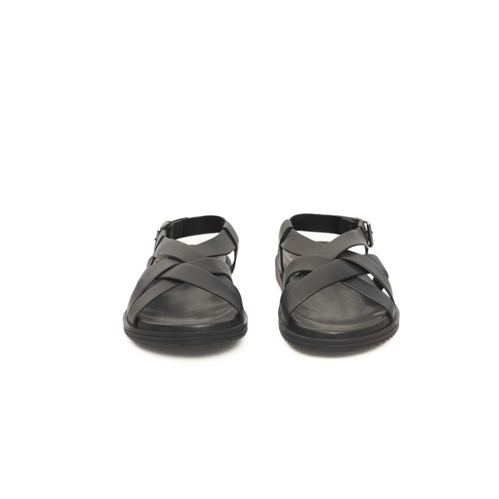 Black Leather Men Sandal