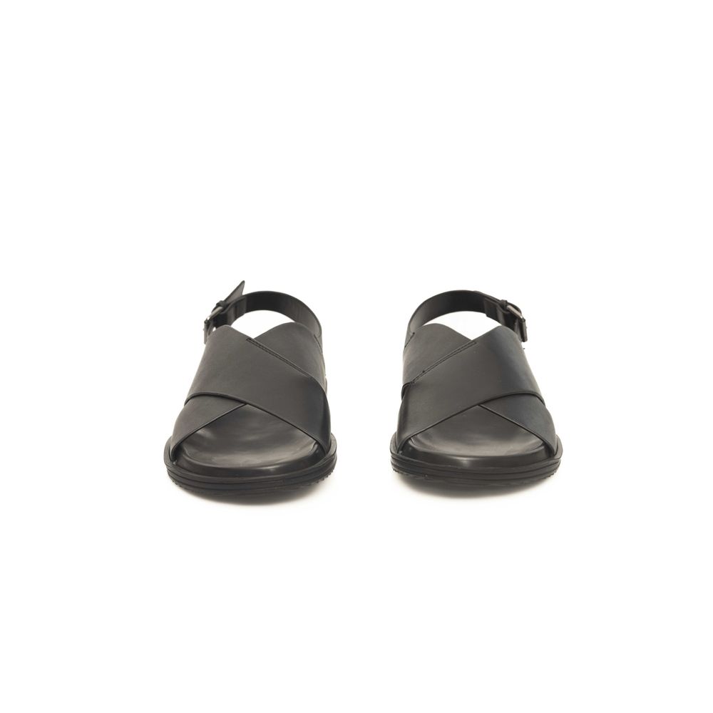 Black Leather Men Sandal