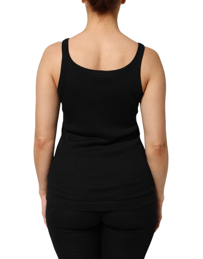 Black Cotton Sleeveless Women Tank Top