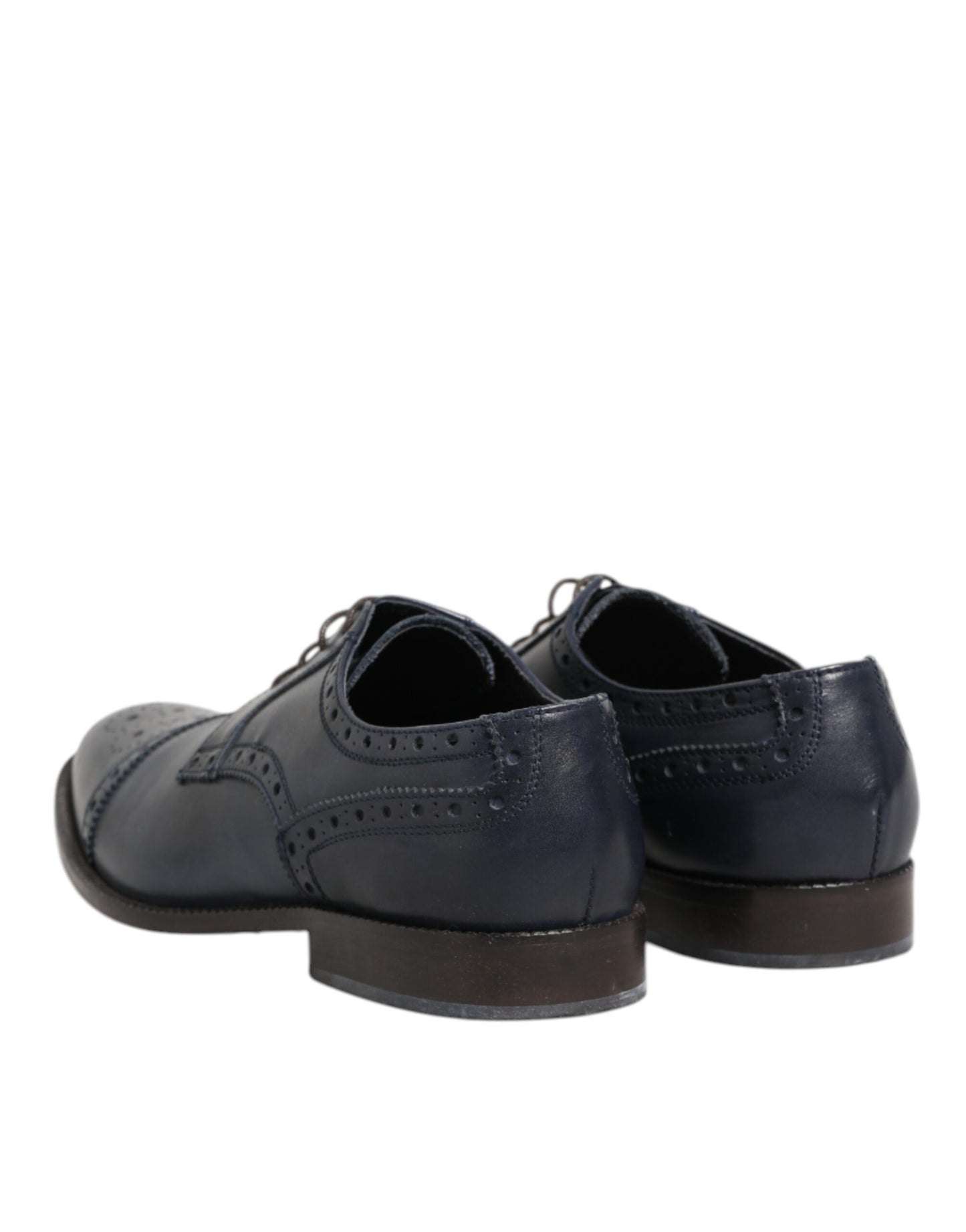Blue Leather Wingtip Lace-up Formal Derby Shoes