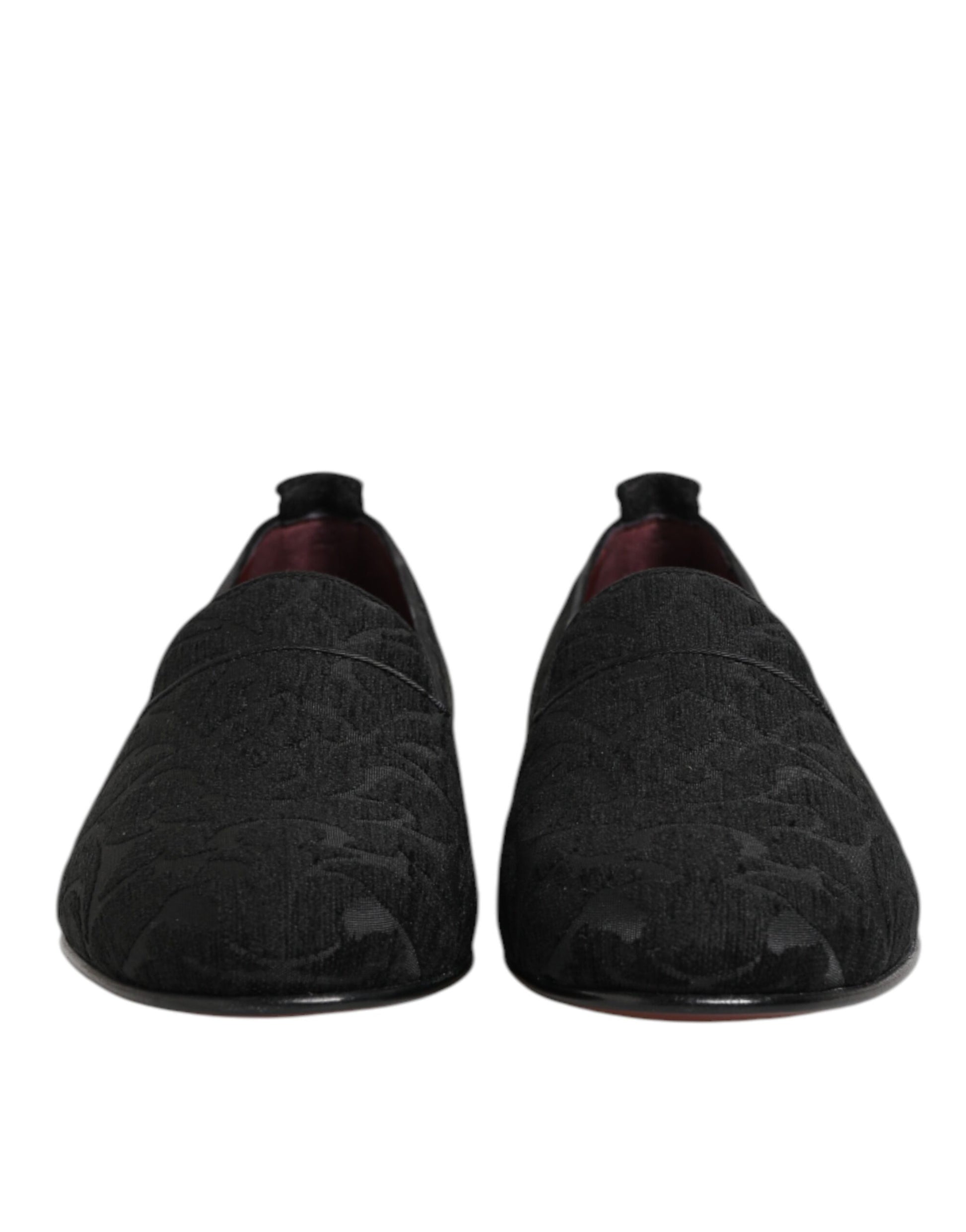 Black Brocade Loafers Slip On Men Dress Shoes