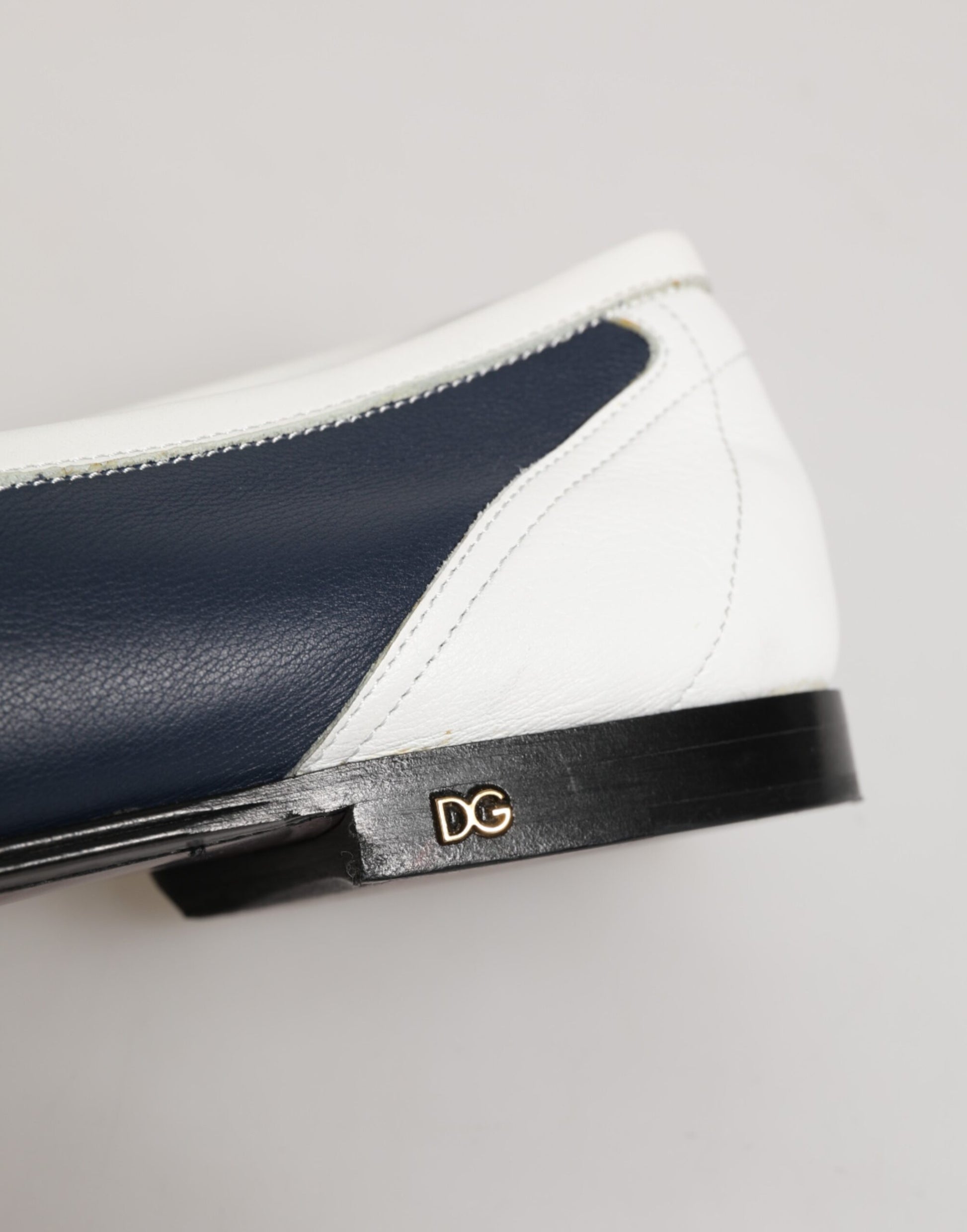 White Blue Leather Slip On Loafers Men Formal Shoes