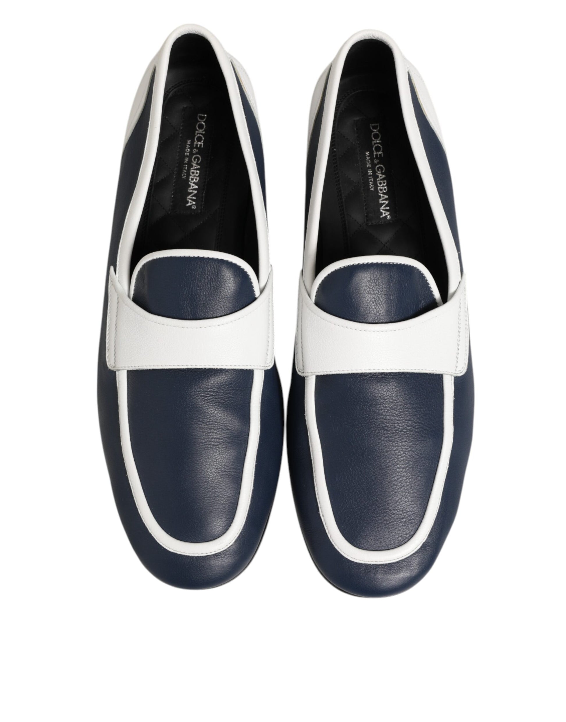 White Blue Leather Slip On Loafers Men Formal Shoes
