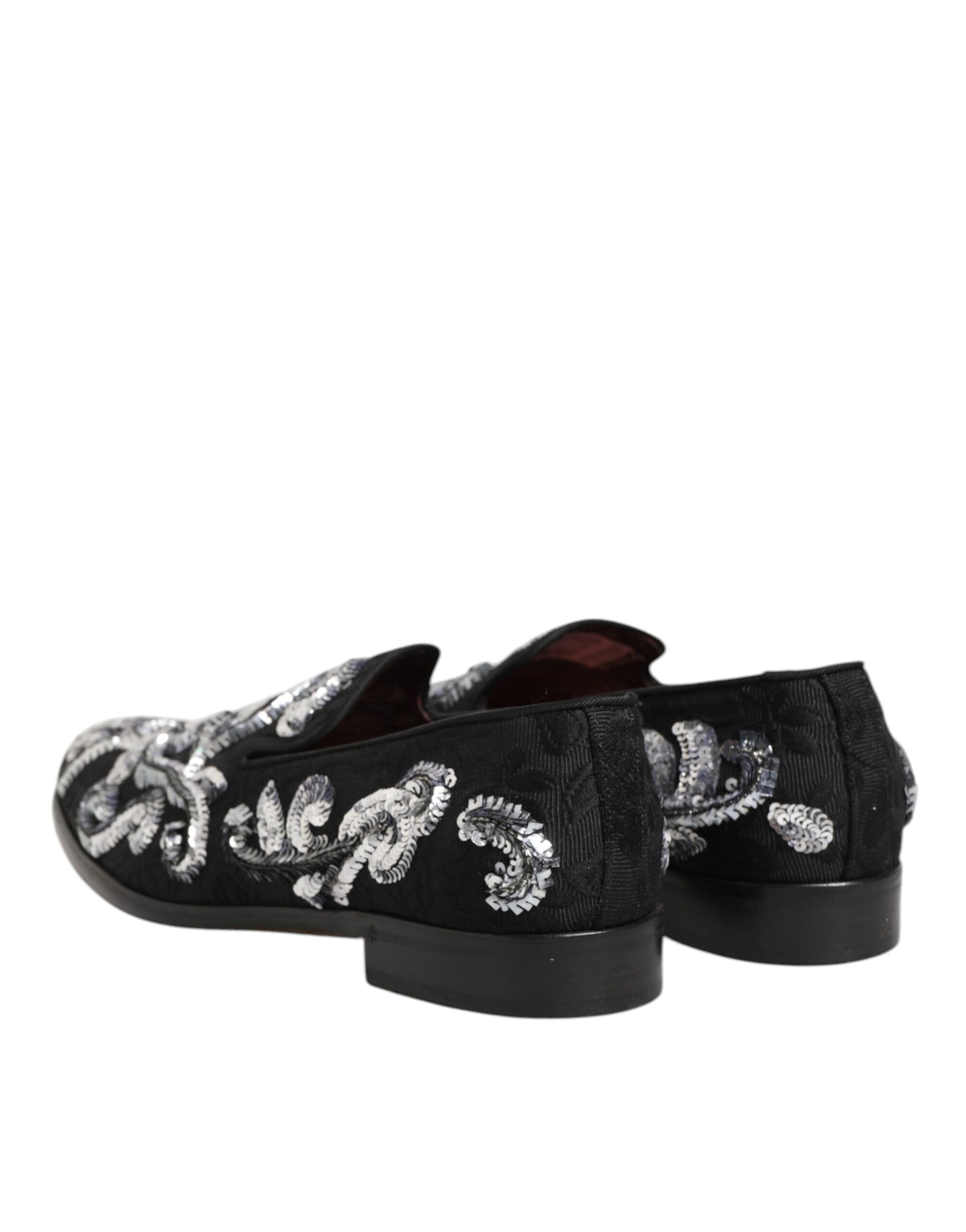 Black Silver Sequined Loafers Men Dress Shoes