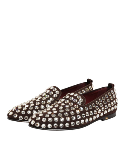 Bordeaux Suede Crystals Loafers Dress Shoes