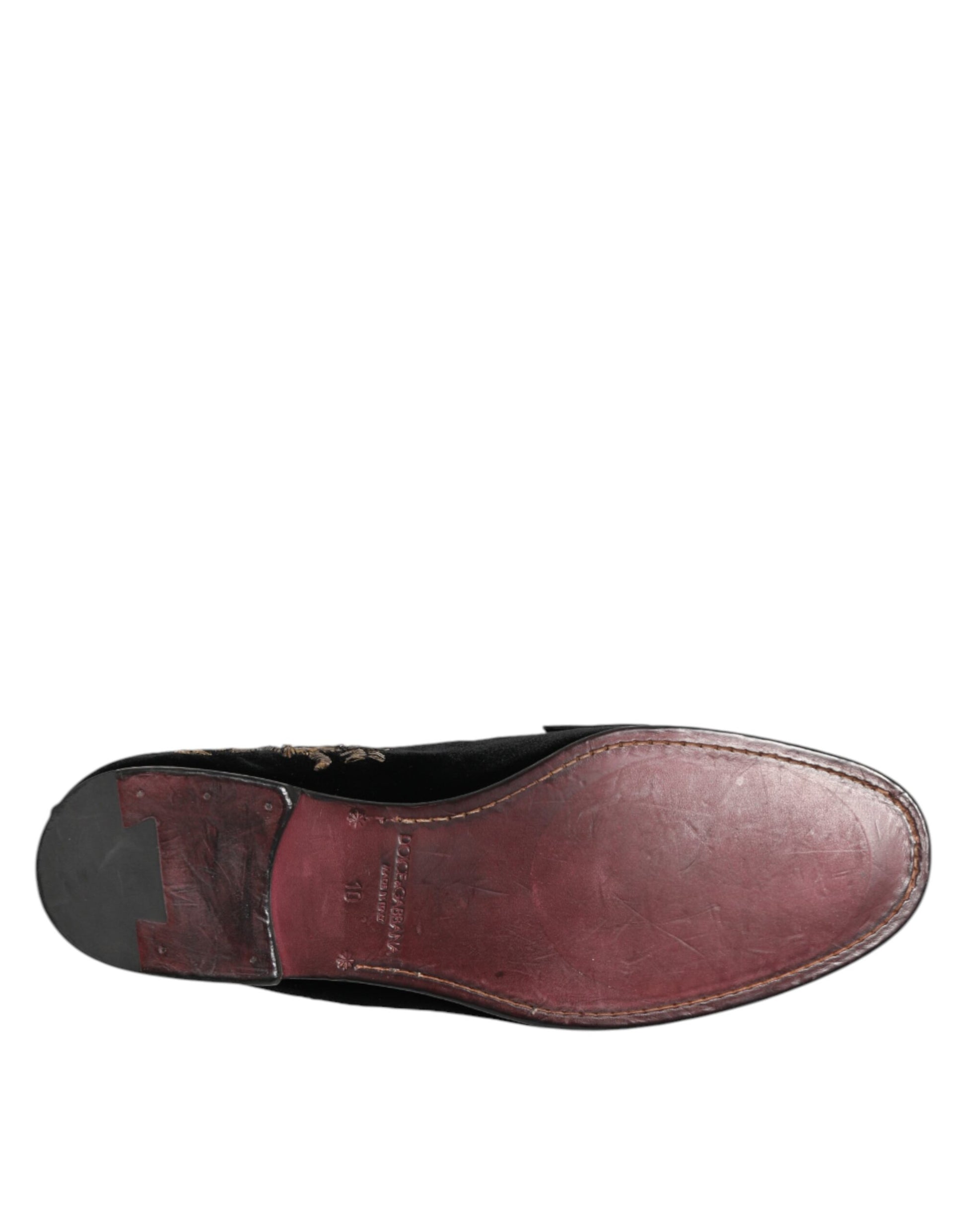 Black Velvet Embroidery Formal Loafers Shoes
