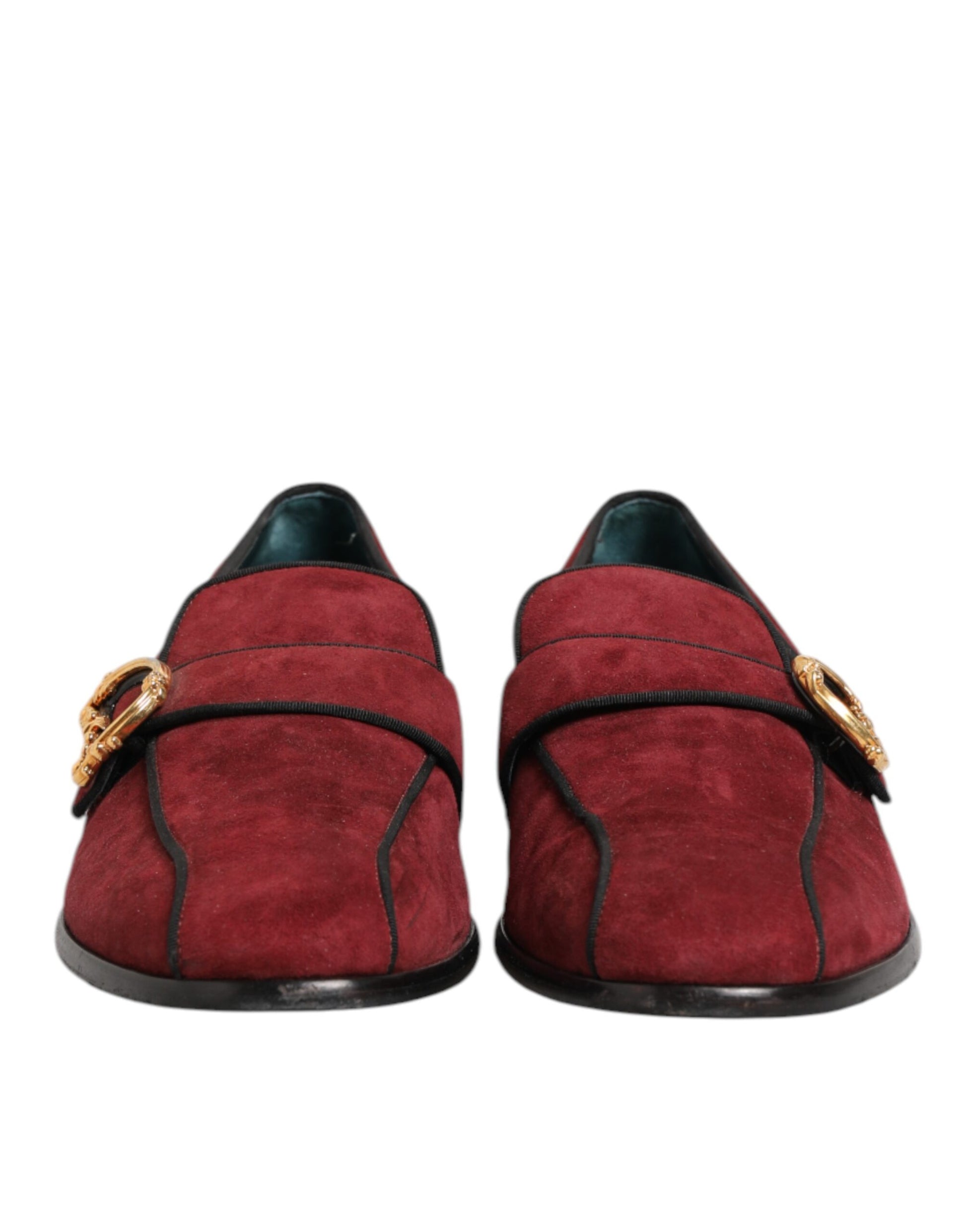 Bordeaux Suede Logo Loafers Formal Dress Shoes