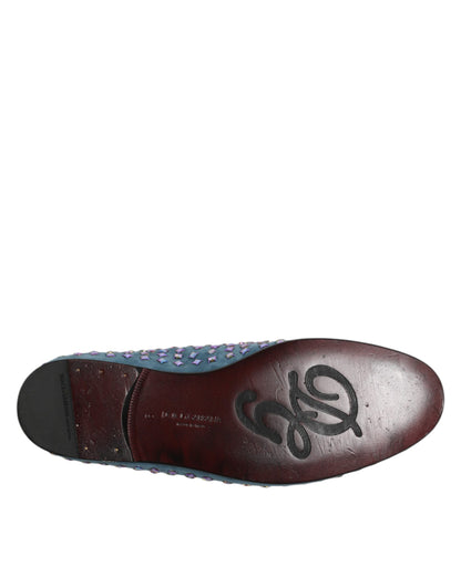 Blue Suede Studded Dress Men Loafers Shoes