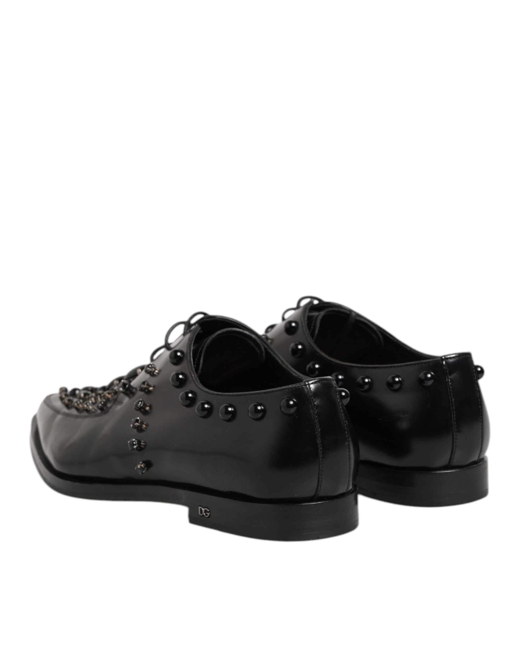 Black Crystal Embellished Derby Men Shoes