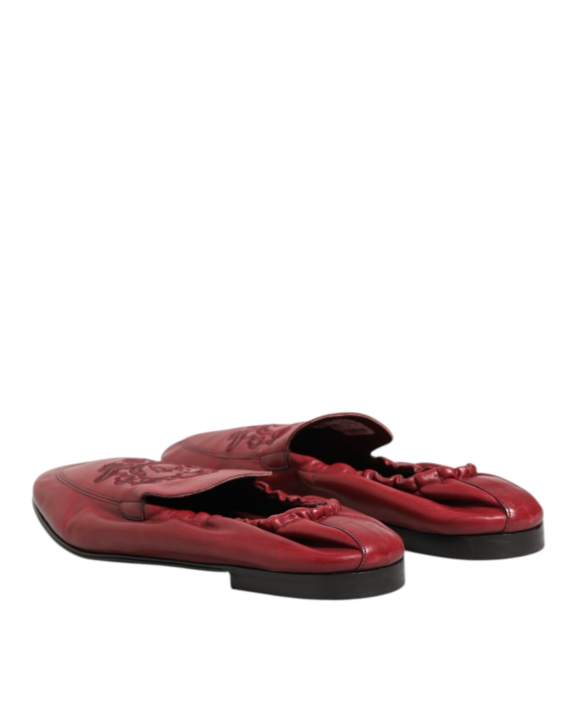 Red Leather Slip On Men Flat Loafers Shoes