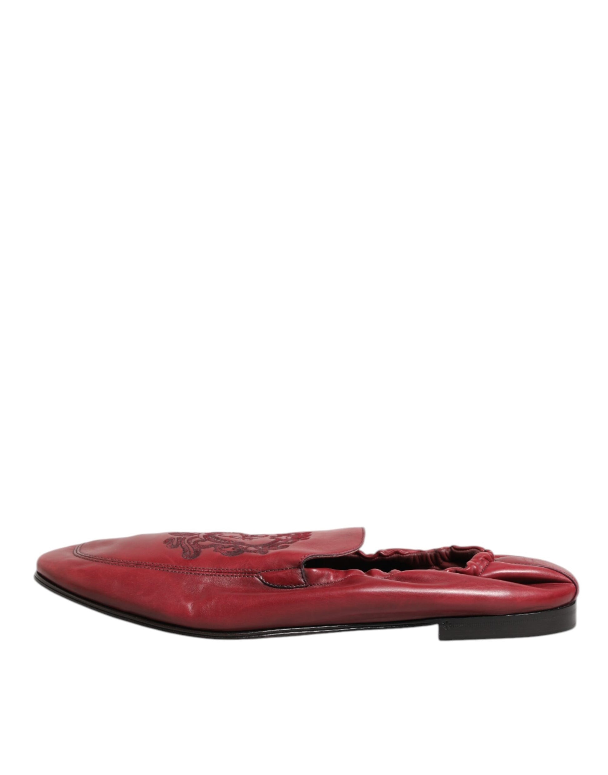 Red Leather Slip On Men Flat Loafers Shoes
